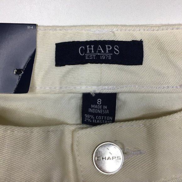 NWT CHAPS 5 Pocket Ivory MultiColor Floral Print Slimming Fit Slim Ankle Jeans - Picture 2 of 14